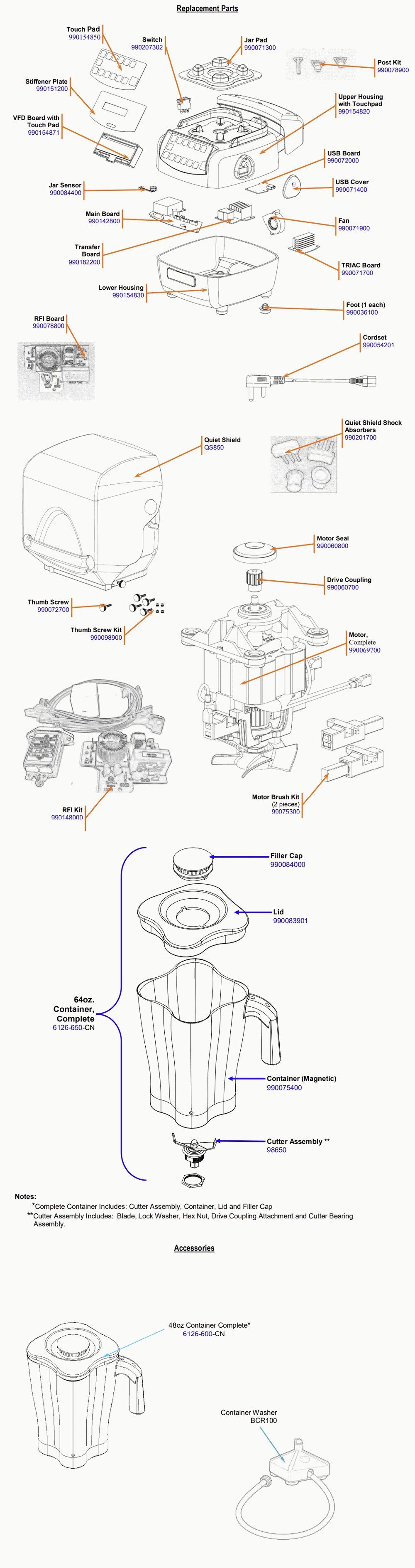 Diagram Diagram and Parts List for HBH850-CCC-N  Hamilton Beach Blender